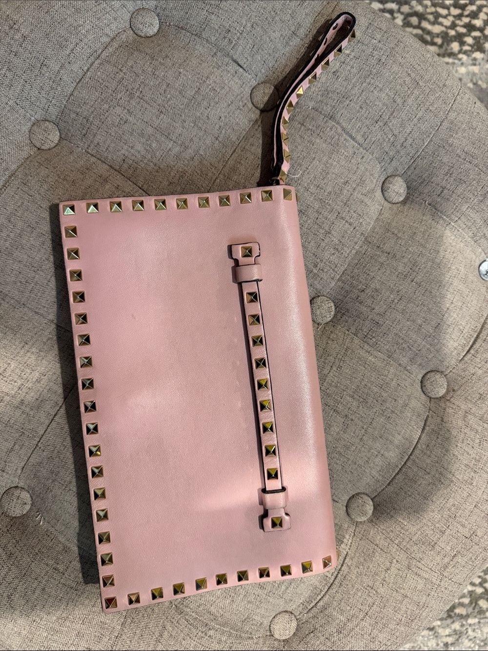 Valentino Pink Stud-Trim Wristlet Clutch - Women's Bag